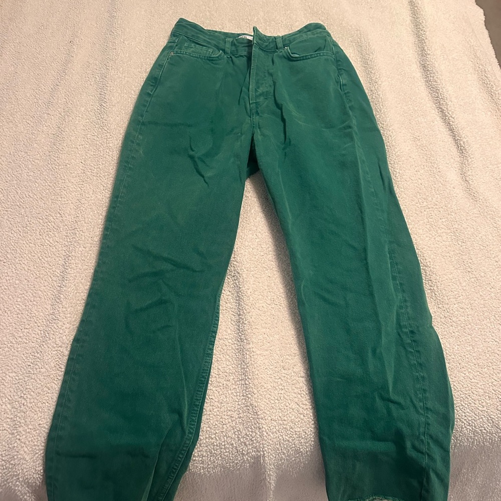 Zara Emerald Button-Up Pants